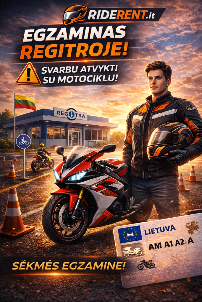 Motociklų nuoma egzaminui Vilniuje